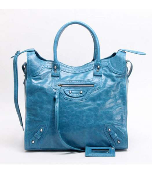 Balenciaga Velo medio Blue Sky pelle di vitello Tote Bag